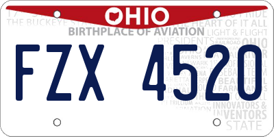 OH license plate FZX4520