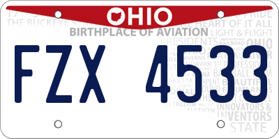 OH license plate FZX4533