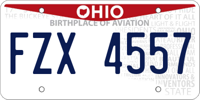 OH license plate FZX4557