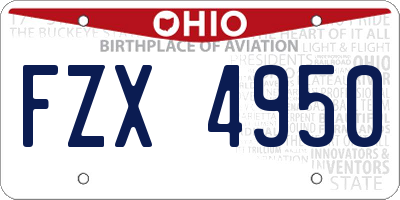 OH license plate FZX4950