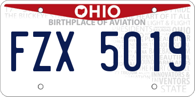 OH license plate FZX5019