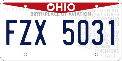 OH license plate FZX5031