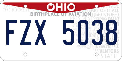 OH license plate FZX5038