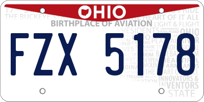 OH license plate FZX5178