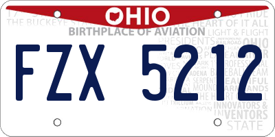 OH license plate FZX5212