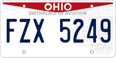 OH license plate FZX5249