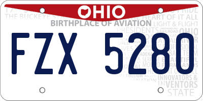 OH license plate FZX5280