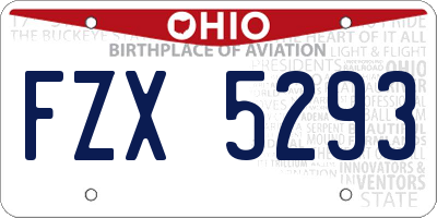 OH license plate FZX5293