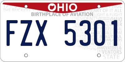 OH license plate FZX5301