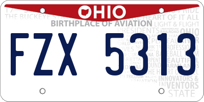 OH license plate FZX5313