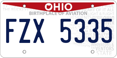 OH license plate FZX5335