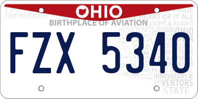 OH license plate FZX5340