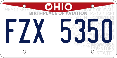 OH license plate FZX5350