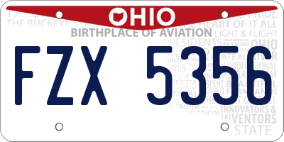 OH license plate FZX5356