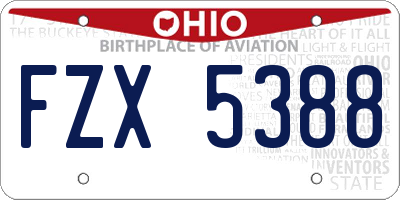 OH license plate FZX5388