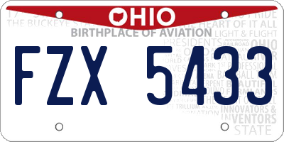 OH license plate FZX5433