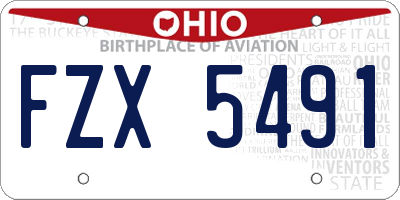 OH license plate FZX5491