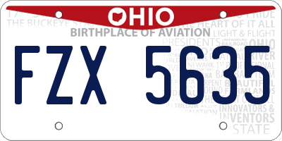 OH license plate FZX5635