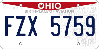 OH license plate FZX5759