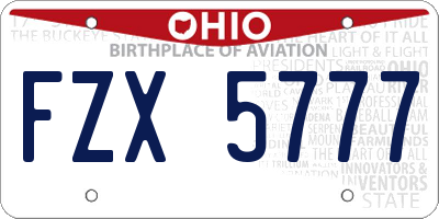 OH license plate FZX5777