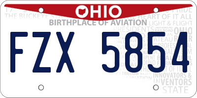 OH license plate FZX5854