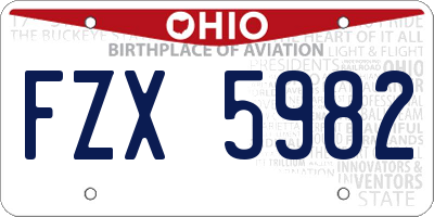 OH license plate FZX5982