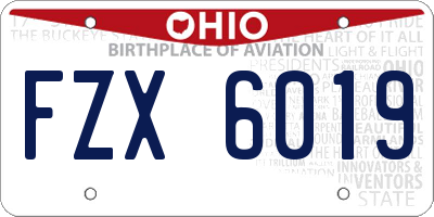 OH license plate FZX6019