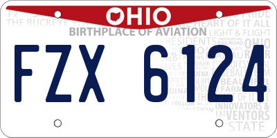 OH license plate FZX6124