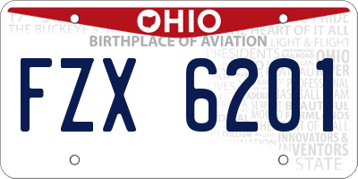 OH license plate FZX6201