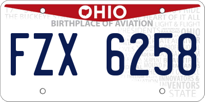 OH license plate FZX6258