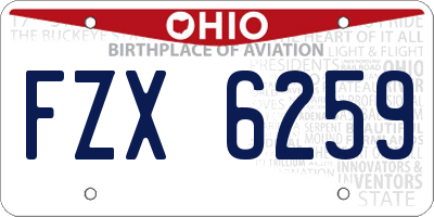 OH license plate FZX6259