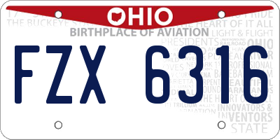 OH license plate FZX6316