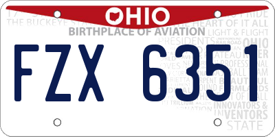 OH license plate FZX6351