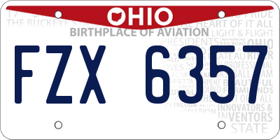 OH license plate FZX6357