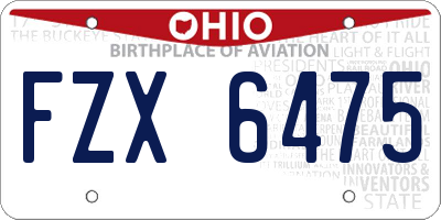 OH license plate FZX6475