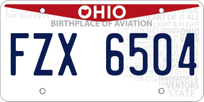 OH license plate FZX6504
