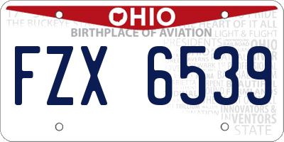 OH license plate FZX6539