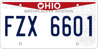 OH license plate FZX6601
