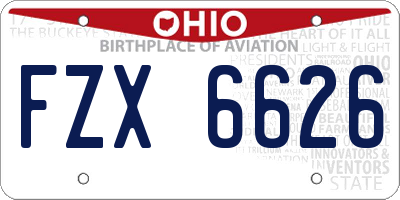 OH license plate FZX6626