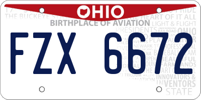 OH license plate FZX6672