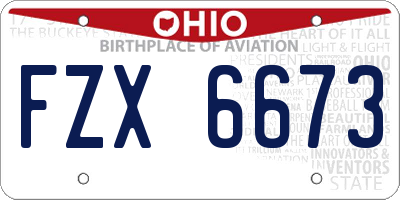 OH license plate FZX6673