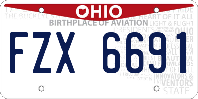 OH license plate FZX6691