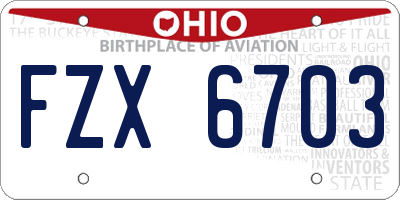 OH license plate FZX6703