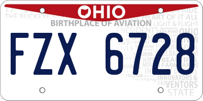 OH license plate FZX6728