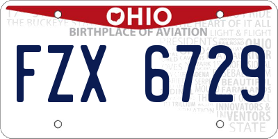 OH license plate FZX6729