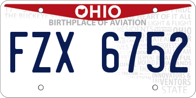 OH license plate FZX6752