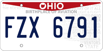OH license plate FZX6791