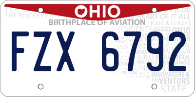 OH license plate FZX6792