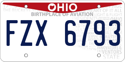 OH license plate FZX6793