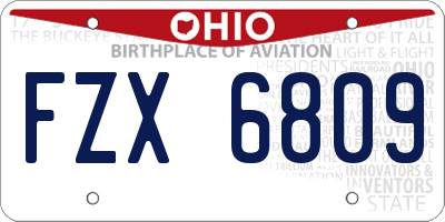 OH license plate FZX6809